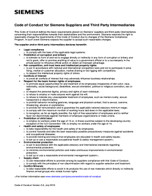 Siemens Supplier Code of Conduct Agreement