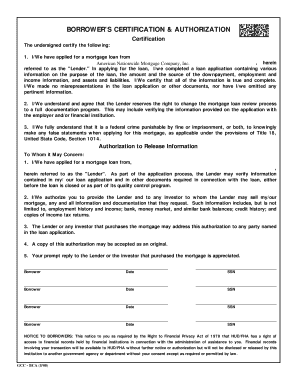 Borrower's Certification & Authorization