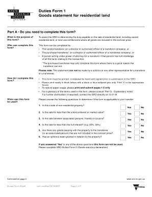 Goods Statement for Residential Land
