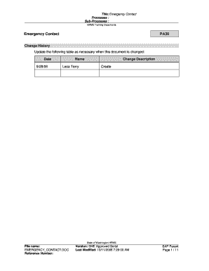 Emergency Contact Form PA30