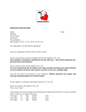 New Zealand Dog Adoption Application Form