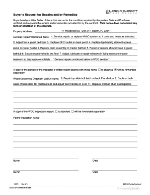 Buyer's Request for Repairs and Remedies