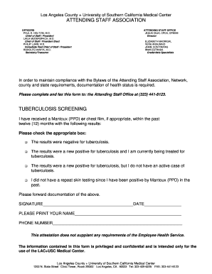 Tuberculosis Screening Form