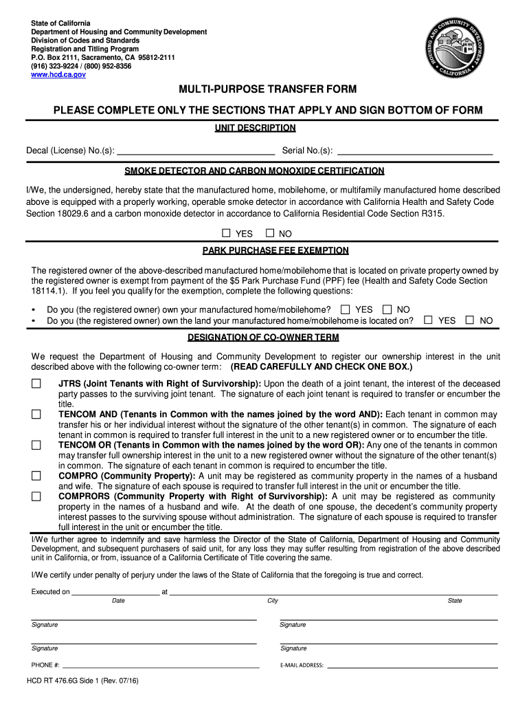 hcd ca gov forms Preview on Page 1