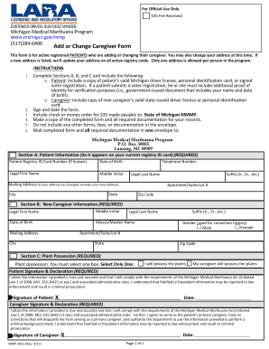 Michigan Medical Marihuana Program Caregiver Form