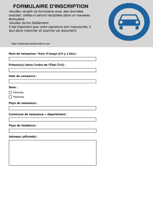 Formulaire d'inscription