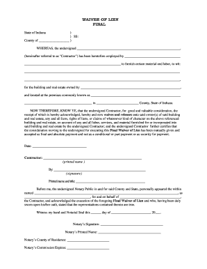 Waiver of Lien Form
