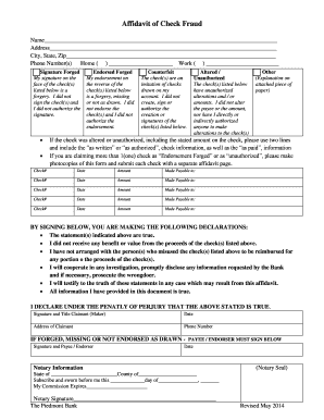 Affidavit of Check Fraud