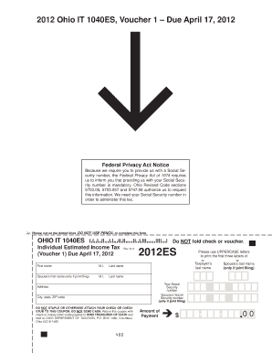 Ohio IT 1040ES Estimated Tax Voucher