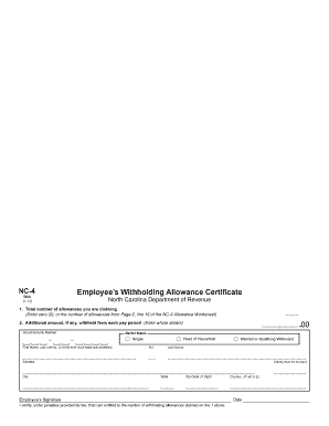 NC-4 Employee’s Withholding Allowance Certificate