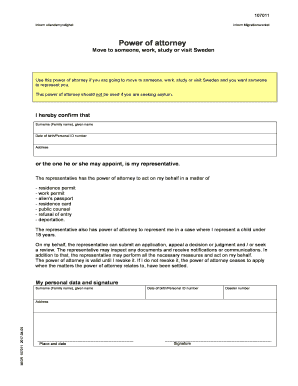 Power of Attorney for Sweden Immigration