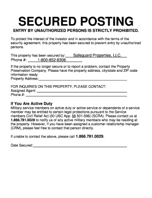 Property Secured Notice