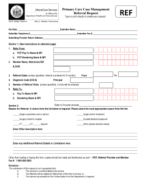 Primary Care Case Management Referral Request