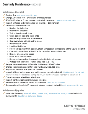 Quarterly Maintenance Checklist