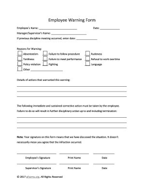 Employee Warning Form