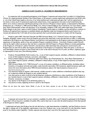 America's Got Talent 13 Eligibility Requirements