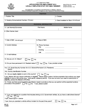 US Department of State Employment Application