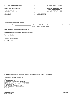 South Carolina Deed of Distribution