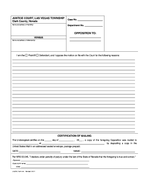 Opposition to Motion Form