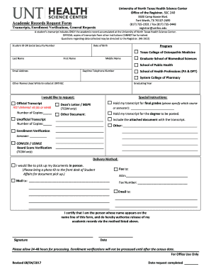 Academic Records Request Form