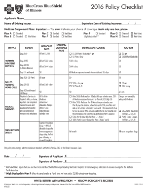 Medicare Supplement Policy Checklist