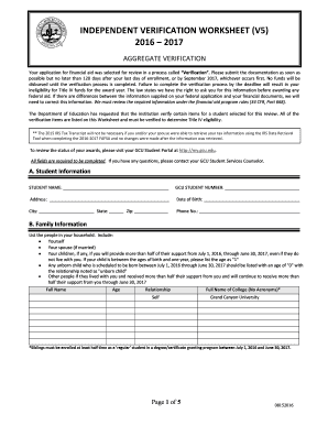 Independent Verification Worksheet