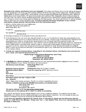 Wells Fargo Rollover Contribution Form