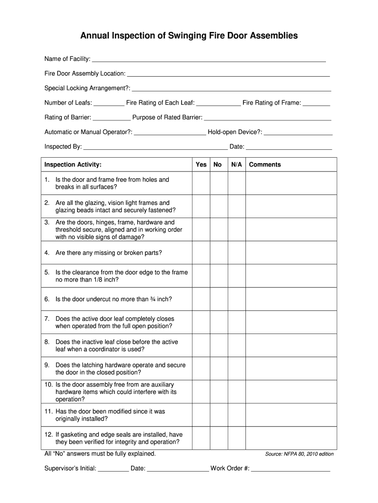 Fire Door Inspection Report Template Fill Online, Printable, Fillable