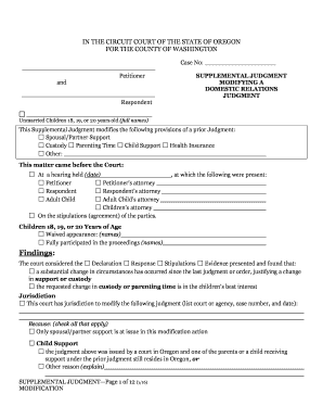 Supplemental Judgment Modifying Domestic Relations