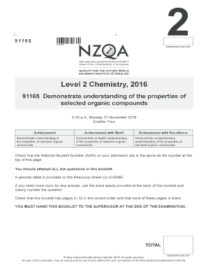 New Zealand Chemistry Exam 91165