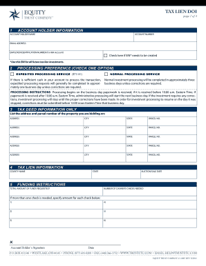 Tax Lien Direction of Investment Form