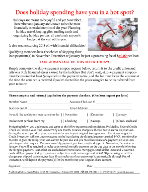 Skip-a-Payment Holiday Loan Request Form