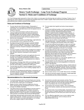 Rotary Youth Exchange Long-Term Program Agreement