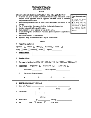 Pakistan Visa Application Form