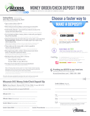 Wisconsin DOC Money Order/Check Deposit Form