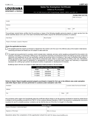Louisiana Sales Tax Exemption Certificate