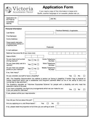 UK Job Application Form