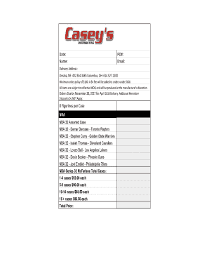 NBA Figurine Purchase Order Form
