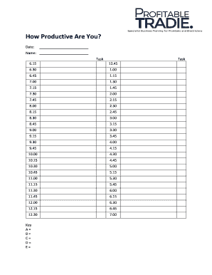 Productivity Tracker Form
