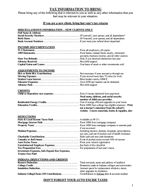 US Tax Preparation Checklist