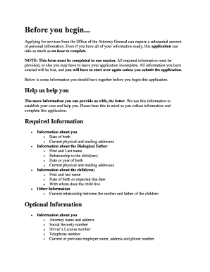 Attorney General Child Support Application