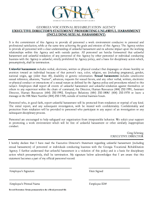 Georgia Vocational Rehabilitation Agency Harassment Policy