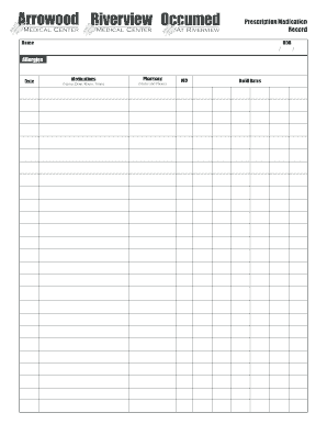 Riverview Medical Center Prescription Medication Record