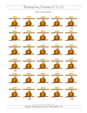 Thanksgiving Counting by 5’s Worksheet
