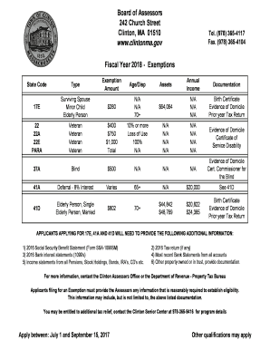 Massachusetts Property Tax Exemption Application