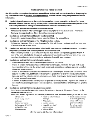 Health Care Renewal Notice Checklist