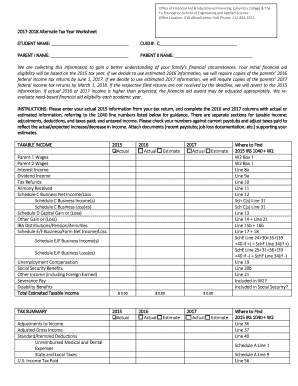 Columbia College Financial Aid Application