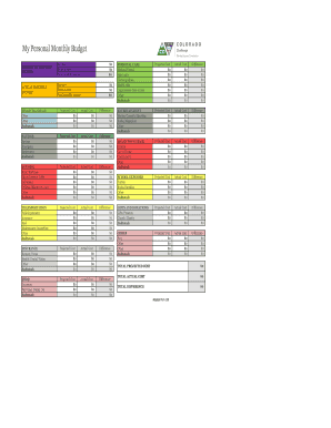 Personal Monthly Budget Template