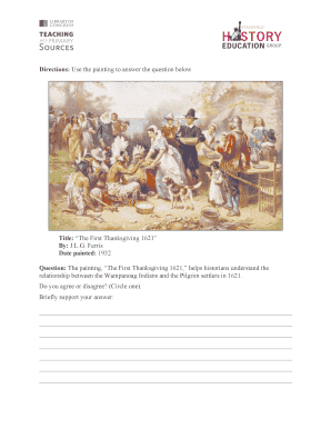 The First Thanksgiving 1621 Worksheet