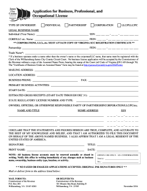 Virginia Business License Application
